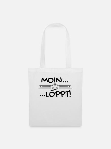 Plattdeutsch Nordsee - Moin löppt - Stoffbeutel - Weiß
