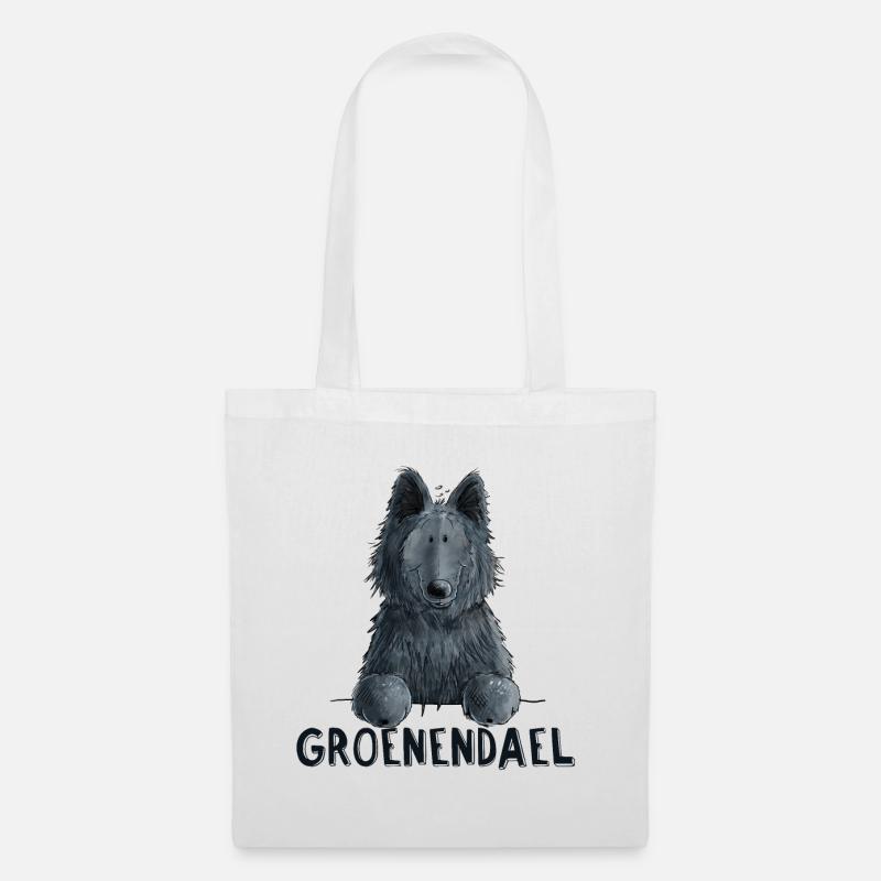 Happy Groenendael I Hund Kopf I Comic - Stoffbeutel - Weiß