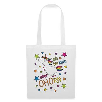 Einhorn Ich bin klein aber ohorn - klein aber oho - Stoffbeutel - Weiß - Vorne
