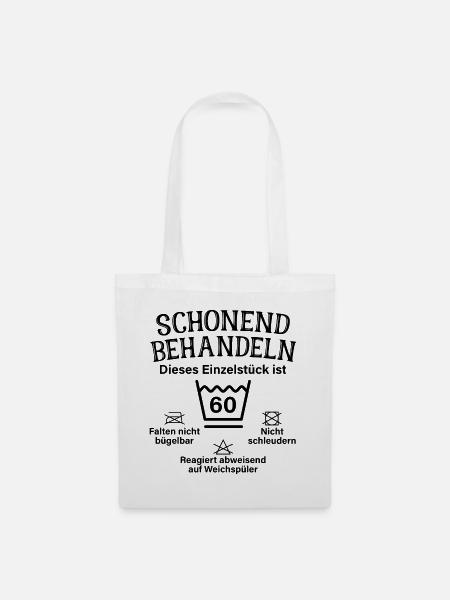 Schonend Behandeln Einzelstück 60. Geburtstag - Stoffbeutel - Weiß