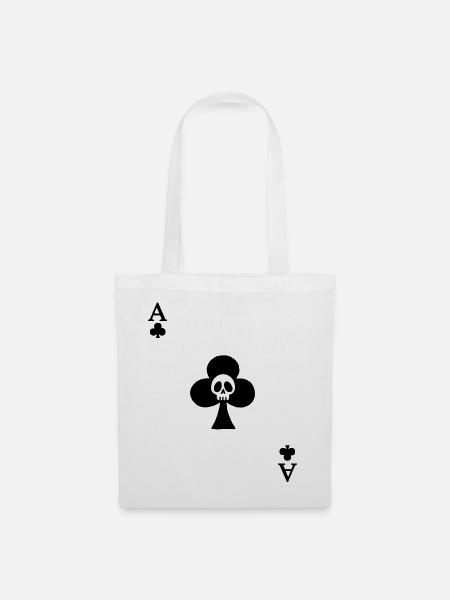 Crâne et as de trèfle - Sac en tissu - blanc
