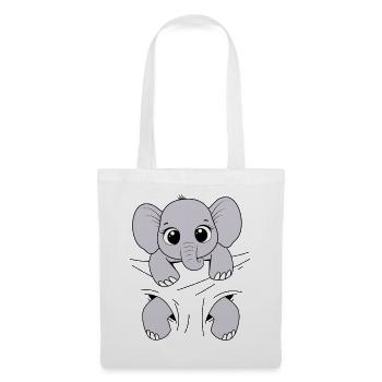 Bébé Éléphant Animal Drôle Porter Bébé Éléphant - Sac en tissu - blanc - Devant