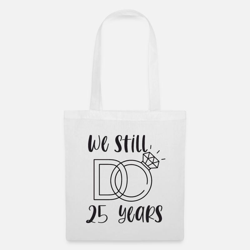 25. Hochzeitstag Silberhochzeit Hochzeit Geschenk - Stoffbeutel - Weiß