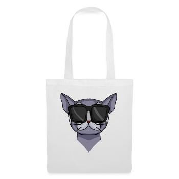 Britisch Kurzhaar Katze mit Sonnenbrille - Stoffbeutel - Weiß - Vorne