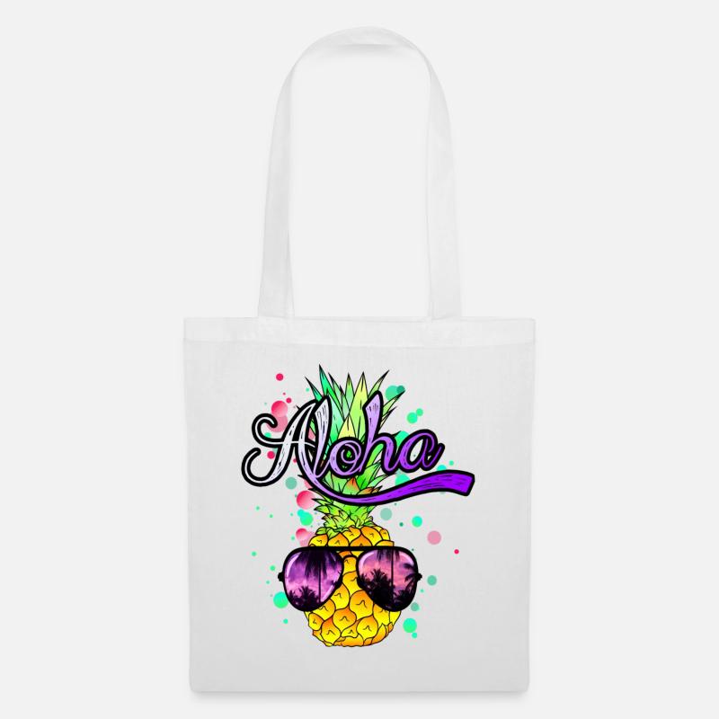 Aloha coole Ananas mit Sonnenbrille - Stoffbeutel - Weiß
