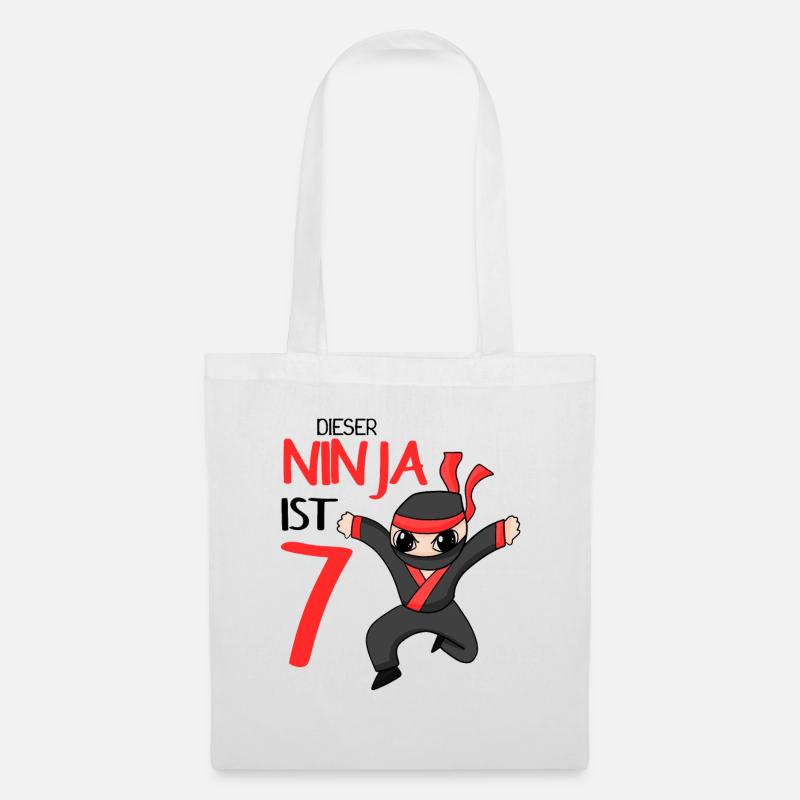 7 Jahre Junge Ninja - 7 Geburtstag - Ich bin 7 - Stoffbeutel - Weiß
