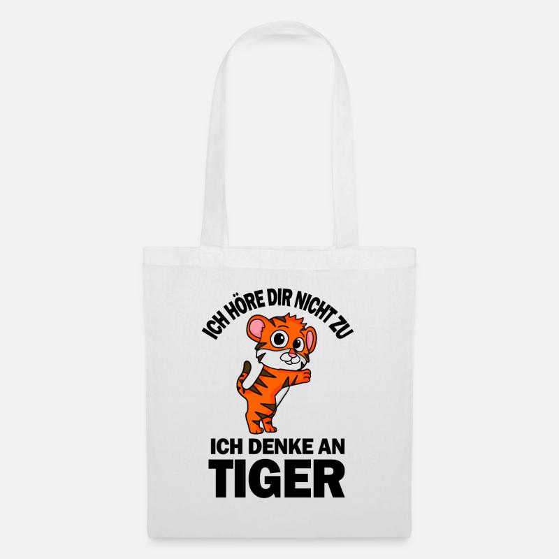 Tiger Spruch lustig - Ich denke an Tiger - Stoffbeutel - Weiß