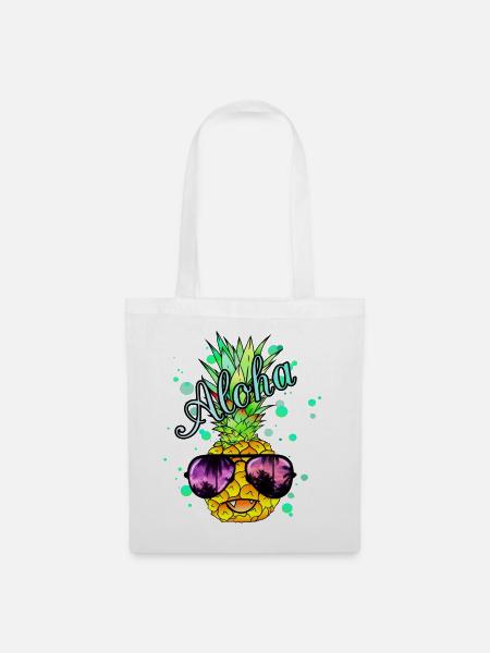Vampir Ananas mit cooler Sonnenbrille - Stoffbeutel - Weiß