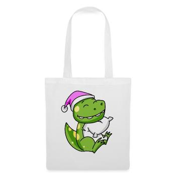 Dinosaur with pillow and sleeping cap - Tote Bag - white - Front