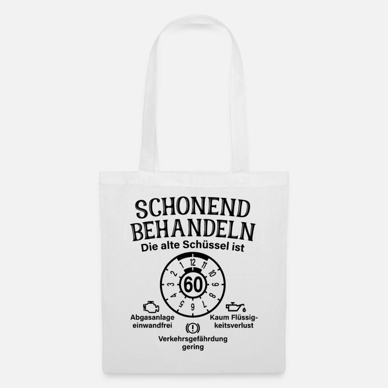 Schonend Behandeln 60. Geburtstag Alte Schüssel 60 - Stoffbeutel - Weiß