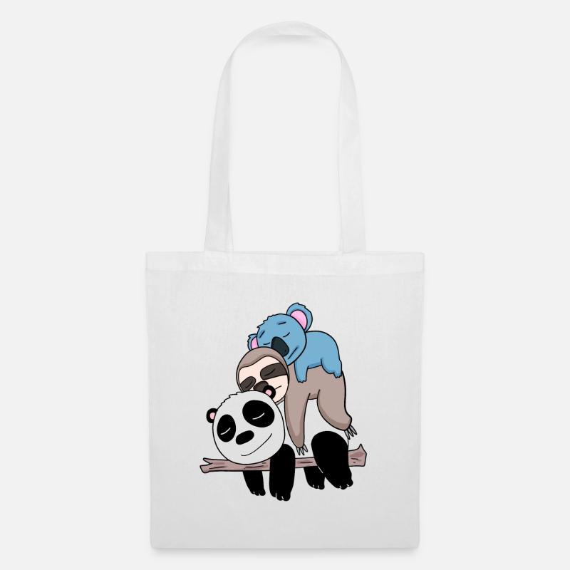 Panda Faultier und Koala - Stoffbeutel - Weiß