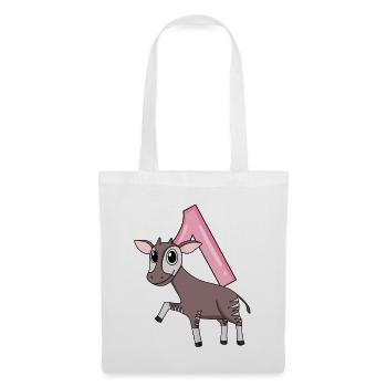 Mädchen 1 Jahre alt Okapi 1. Geburtstag Geschenk - Stoffbeutel - Weiß - Vorne