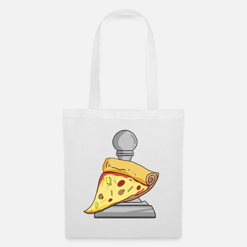 Schach und Pizza - Stoffbeutel - Weiß