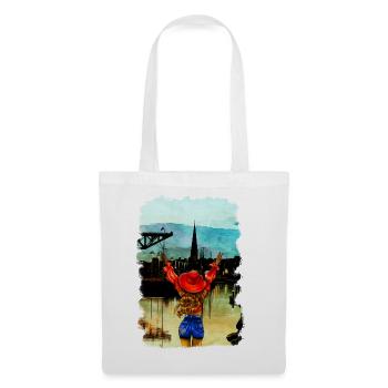 Rostock City Harbour blonde woman illustration - Tote Bag - white - Front
