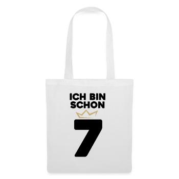 7 Geburtstag - 7 Jahre mit Krone - Stoffbeutel - Weiß - Vorne