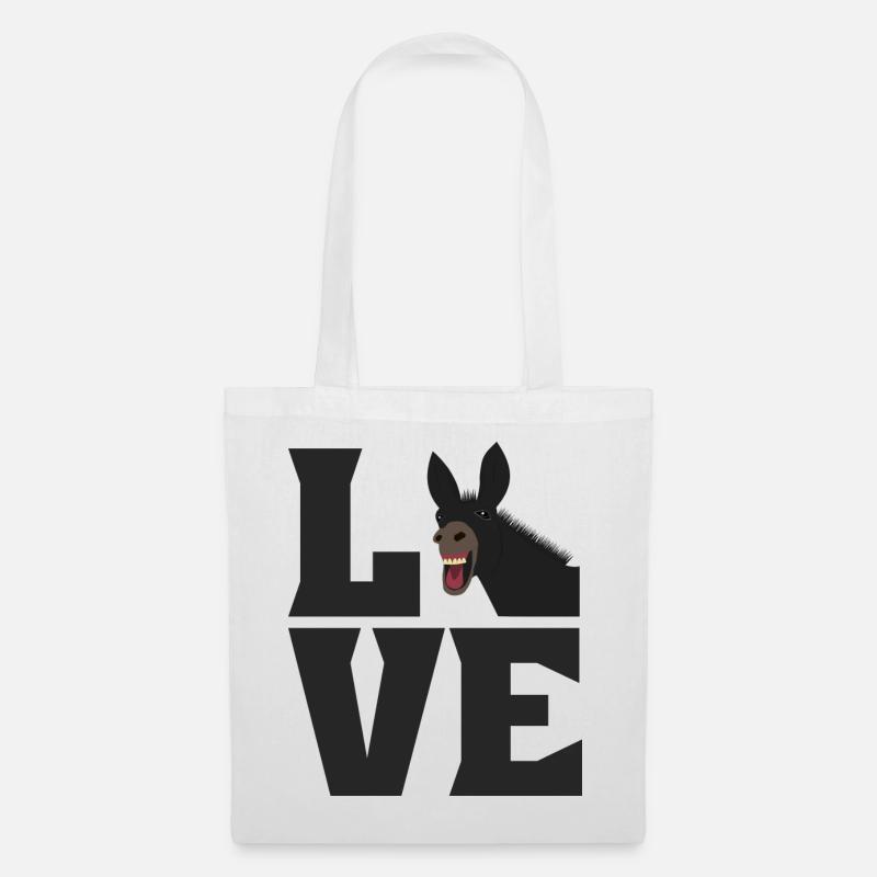 LOVE Muli Esel Liebe Maultier Pferd - Stoffbeutel - Weiß