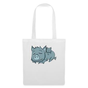 Chauve-souris avec bébé chauve-souris - Famille - Sac en tissu - blanc - Devant