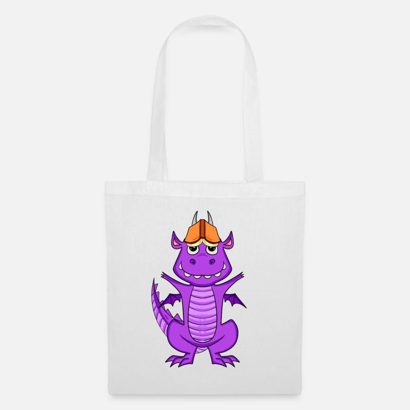 Bücher Drache Drachen - Stoffbeutel - Weiß