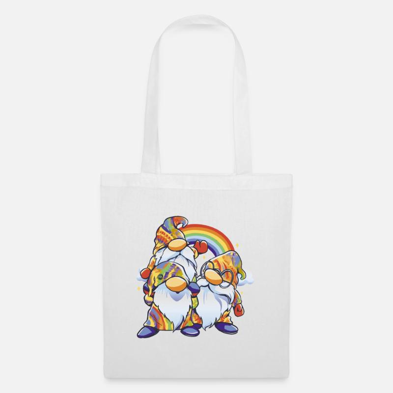 Rainbow Gnome Duo - Stoffbeutel - Weiß