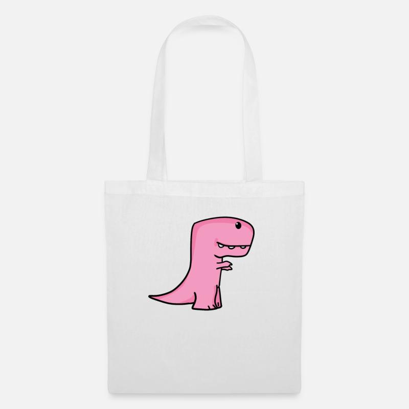 Dino Dinosaurier Rosa Pink - Stoffbeutel - Weiß