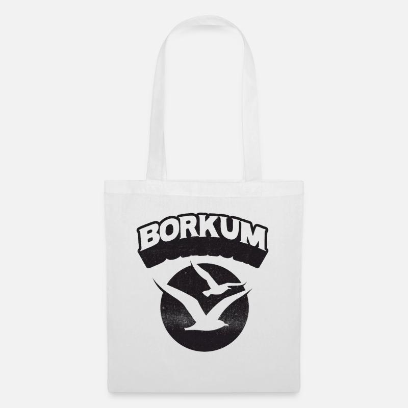 Borkum Möwe Insel Shirt - Stoffbeutel - Weiß