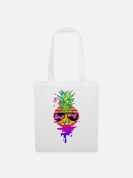 Lustige Retro Ananas - Stoffbeutel - Weiß