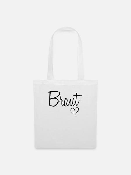 Weißes JGA Braut Brautjungfer - Stoffbeutel - Weiß