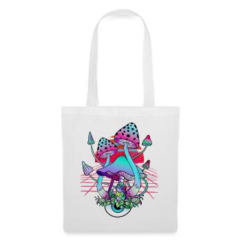 Psychedelic Mushrooms - Retro Wave Sunset - Tote Bag - white - Front