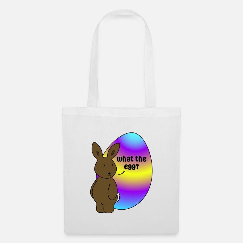 Frohe Ostern - Osterhase mit Osterei - Stoffbeutel - Weiß