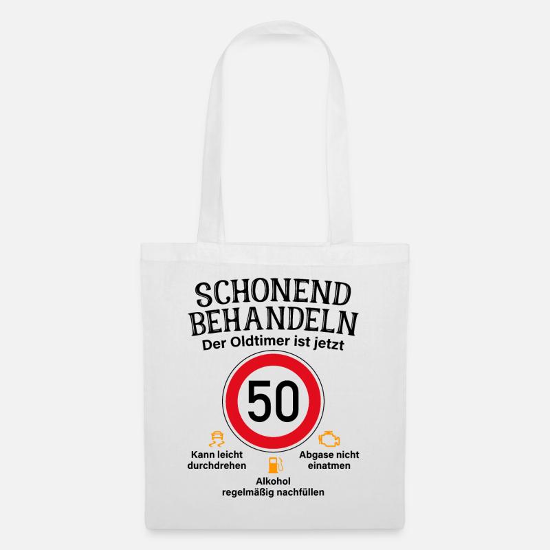 50. Geburtstag Schonend Behandeln Oldtimer Ist 50 - Stoffbeutel - Weiß