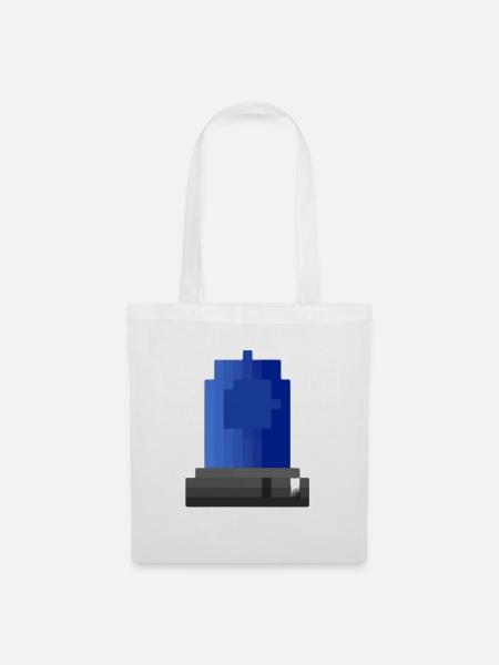 Blaulicht Sirene Pixelkunst - Stoffbeutel - Weiß