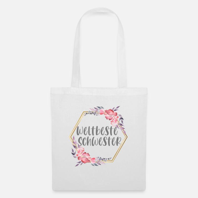 Weltbeste Schwester Schwesterherz Geschenk - Stoffbeutel - Weiß