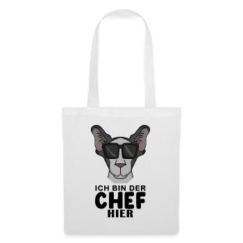 coole Katze - Orientalisch Kurzhaar Katze - Chef - Stoffbeutel - Weiß - Vorne