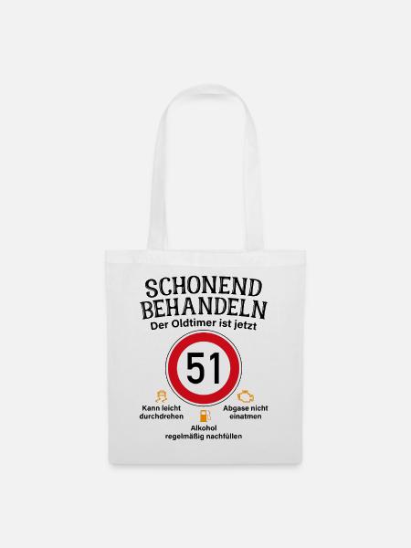 51. Geburtstag Schonend Behandeln Oldtimer Ist 51 - Stoffbeutel - Weiß