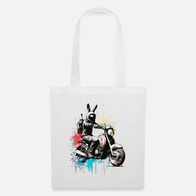 Graffiti rabbit on scooter motorcycle - Tote Bag - white