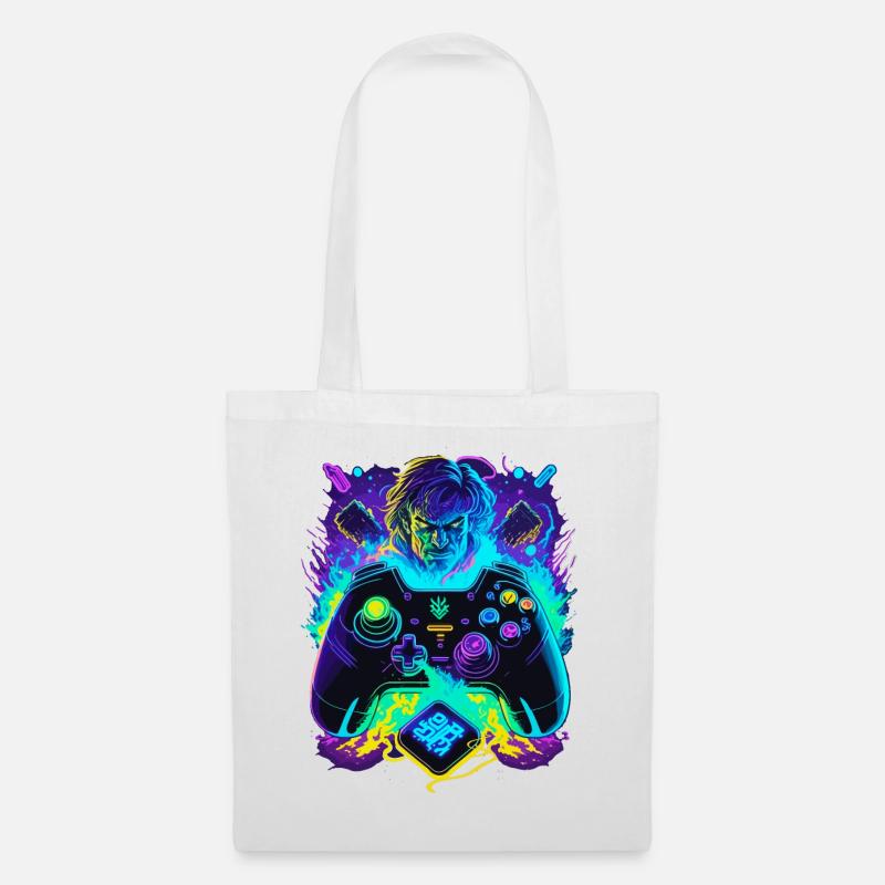 Neonfarben Graffiti Gamer Controller - Stoffbeutel - Weiß