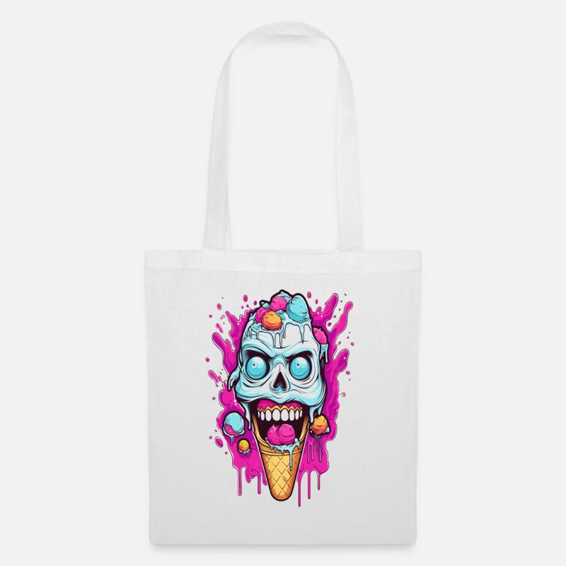 Skull Eiscreme Design - Stoffbeutel - Weiß