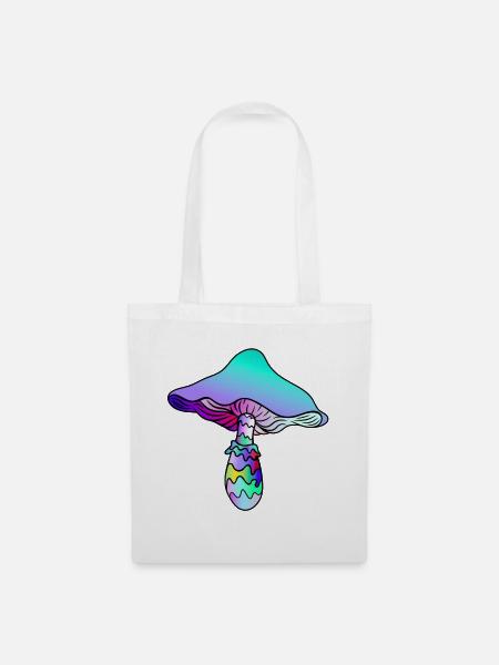 Psychedelischer Pilz - Regenbogen-Pilz - Stoffbeutel - Weiß
