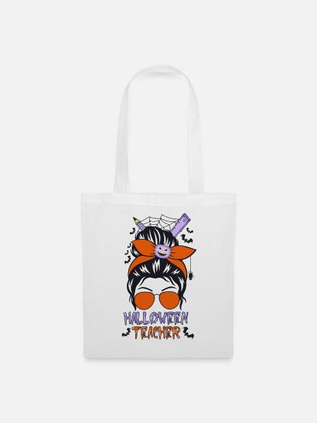 Halloween Teacher Lustiger Halloween Spruch - Stoffbeutel - Weiß