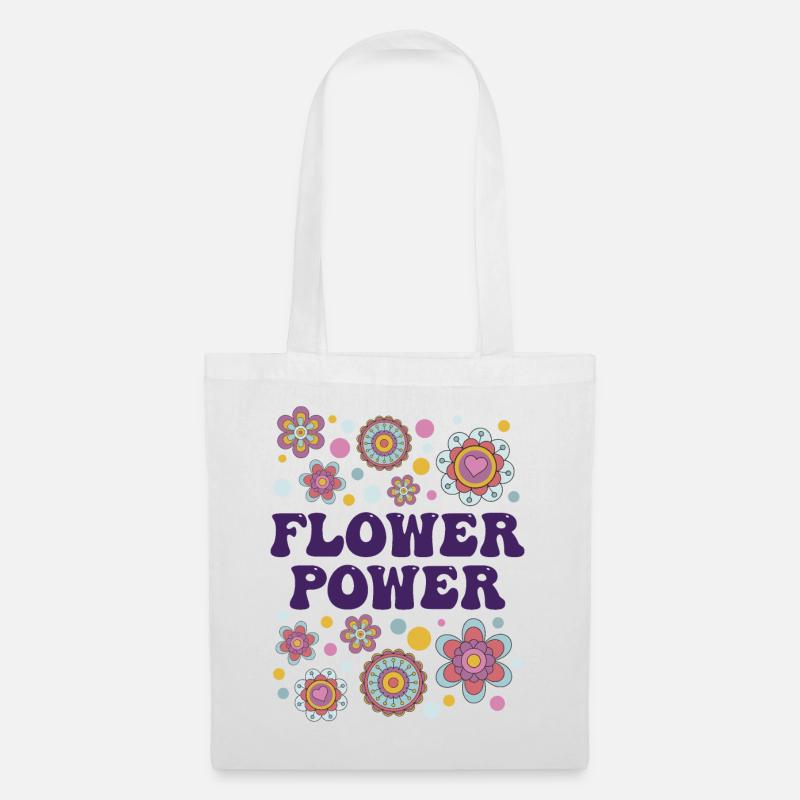 Flower Power - Stoffbeutel - Weiß
