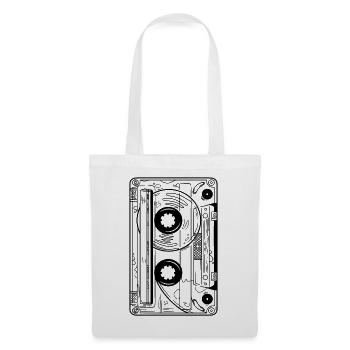 Kassette 90er Party 80er Jahre Retro Musik Tape - Stoffbeutel - Weiß - Vorne