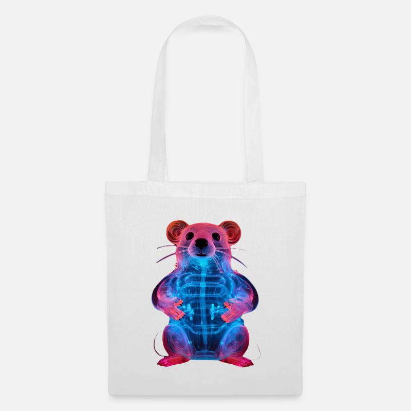 Neon-Leuchtender Ratten-Design - Stoffbeutel - Weiß