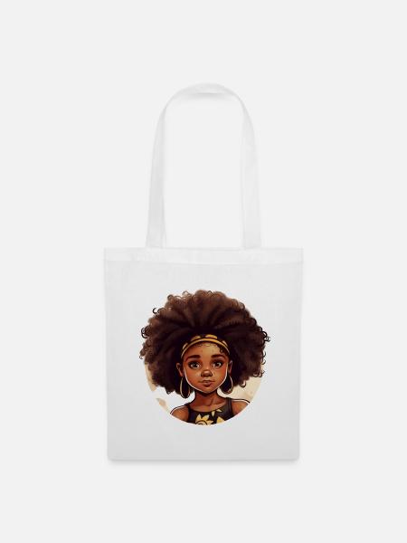 Kraftvolle Afro-Heldin Illustration - Stoffbeutel - Weiß