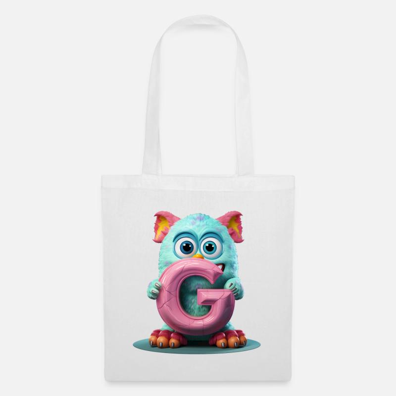 Pastellmonster mit verzaubertem G - Stoffbeutel - Weiß