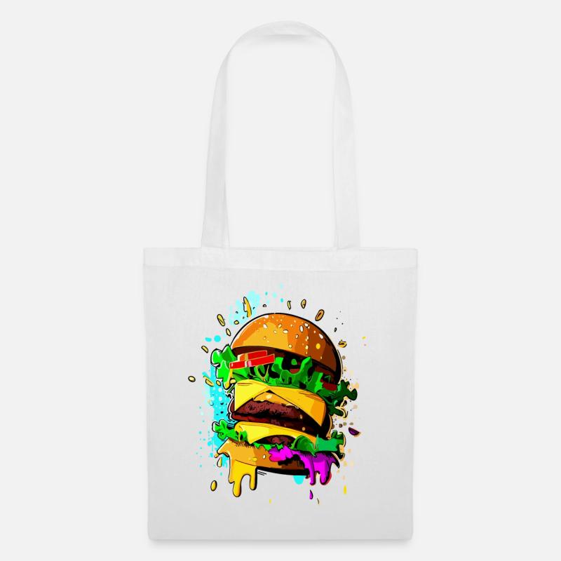 Graffiti Burger Farbenfroher Cheeseburger - Stoffbeutel - Weiß