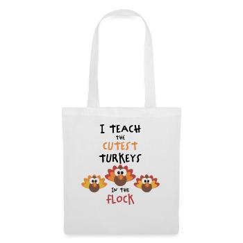 I Teach The Cutest Turkeys - Thankful Lehrer - Stoffbeutel - Weiß - Vorne