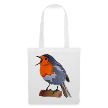 Robin Bird Illustration on Textile - Tote Bag - white - Front
