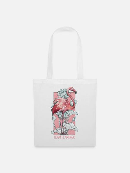 Team Flamingo Aquarell Wasserfarben Tiere - Stoffbeutel - Weiß