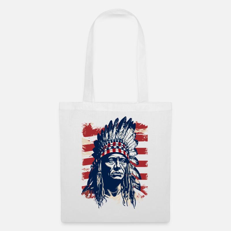 Indianer Federschmuck Native Spirit - Stoffbeutel - Weiß