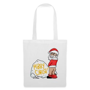 Weihnachtsmann lustig - Stoffbeutel - Weiß - Vorne